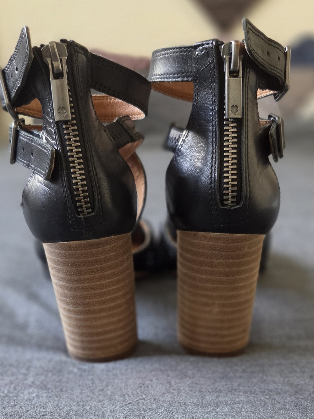 Lucky Brand Black Woven Ankle-Strap Heels - Size 6M - Picture 4 of 6